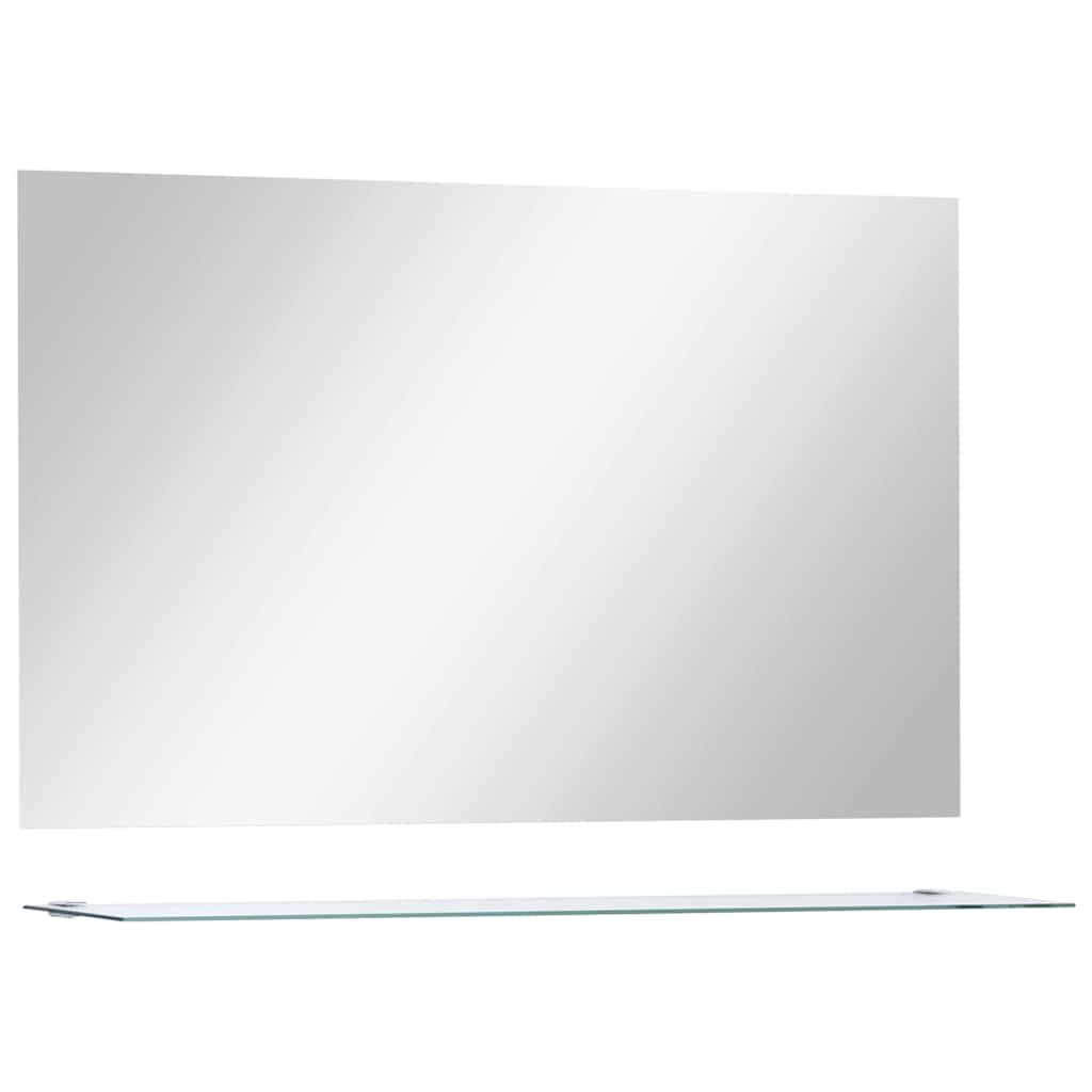 Espejo de pared con estante de vidrio templado 100x60 cm