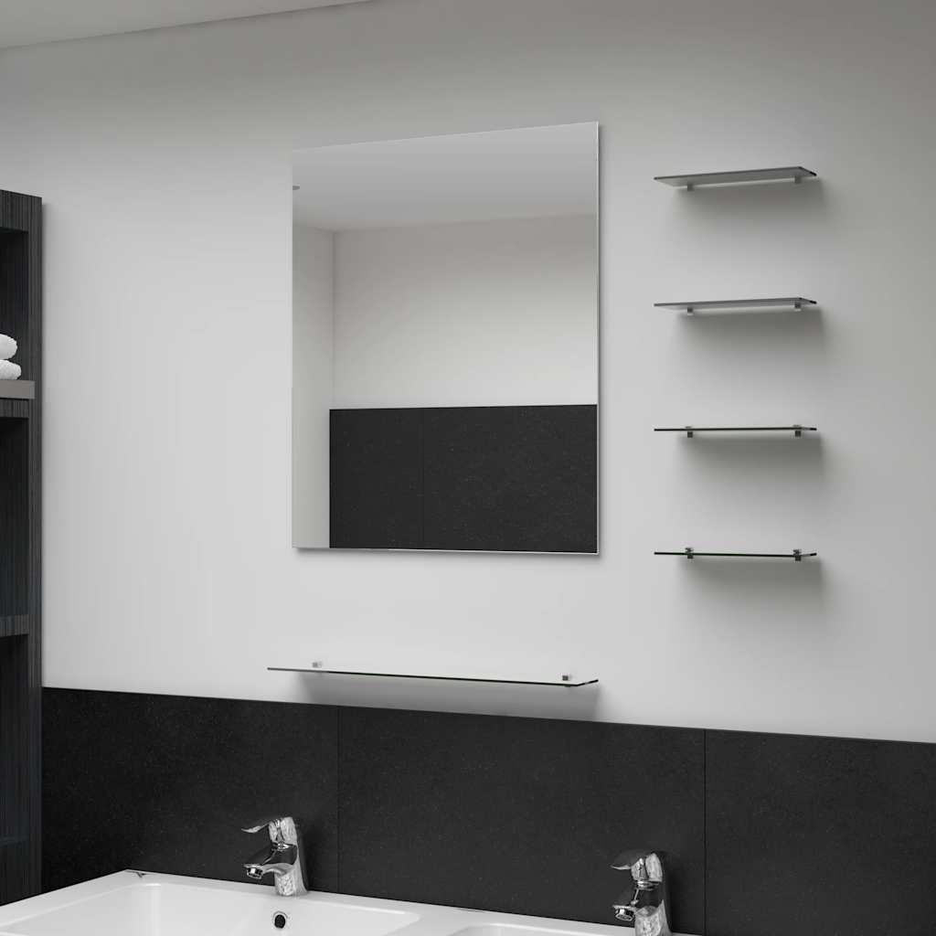 Espejo de pared con 5 estantes plateado 100x60 cm