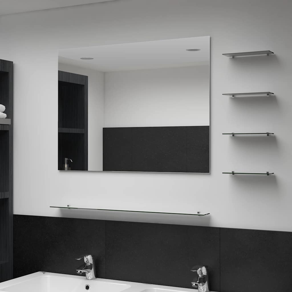 Espejo de pared con 5 estantes plateado 100x60 cm