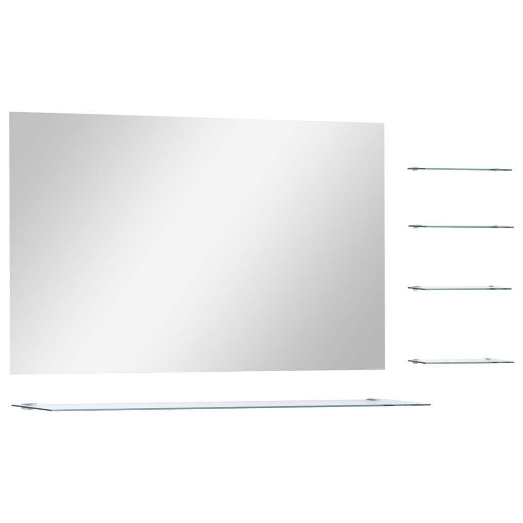 Espejo de pared con 5 estantes plateado 100x60 cm