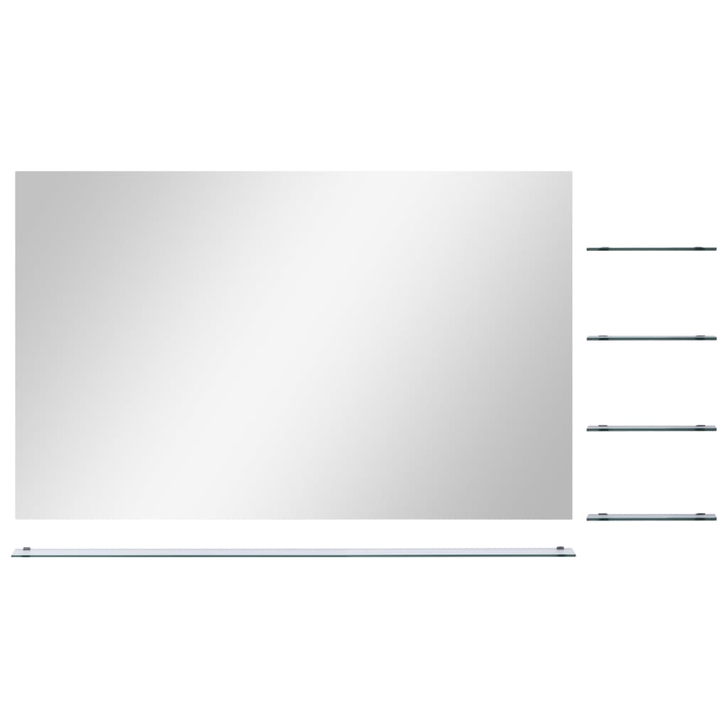 Espejo de pared con 5 estantes plateado 100x60 cm
