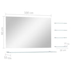 Espejo de pared con 5 estantes plateado 100x60 cm