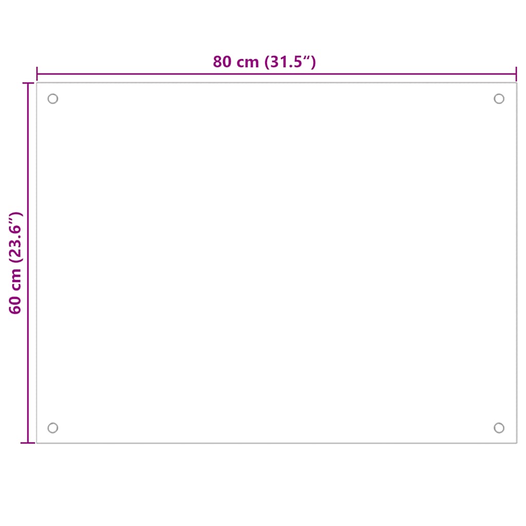 Protector contra salpicaduras cocina vidrio templado 80x60 cm