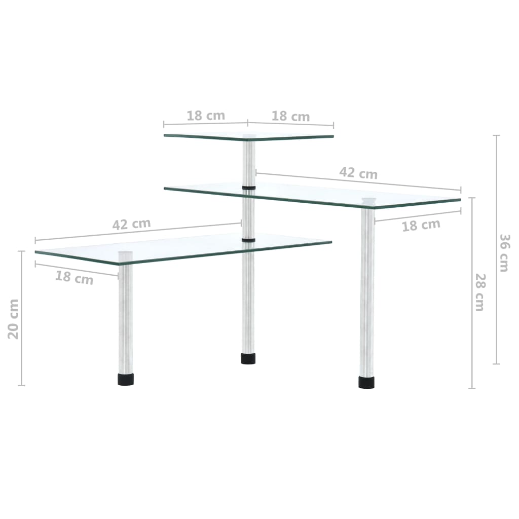 Estantería de cocina de esquina 3 niveles vidrio templado