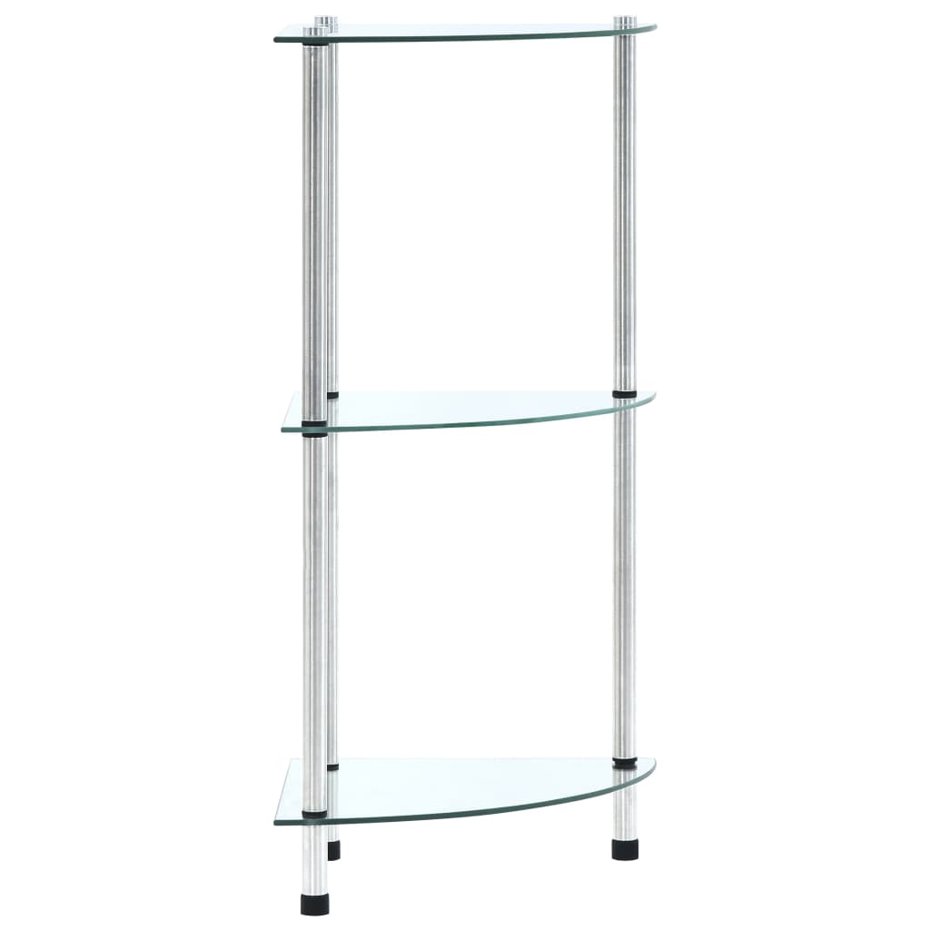 Estantería 3 niveles cristal templado negro 30x30x67 cm