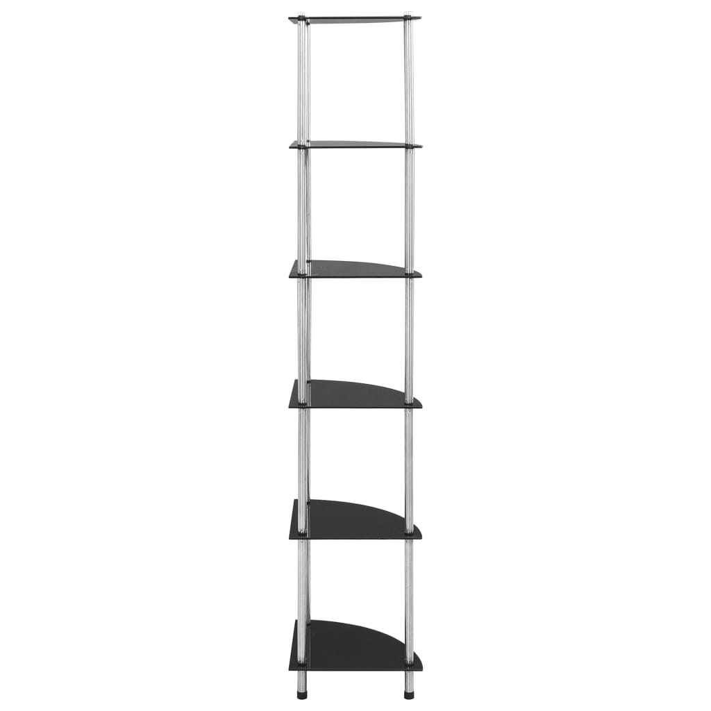 Estantería 6 niveles vidrio templado negro 30x30x160 cm
