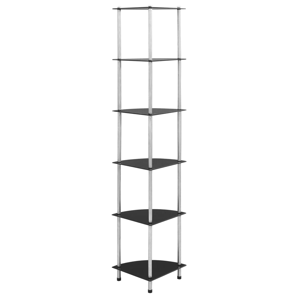 Estantería 6 niveles vidrio templado negro 30x30x160 cm