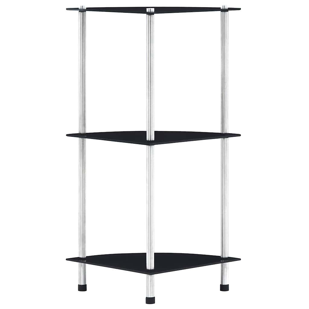 Estantería 3 niveles cristal templado negro 30x30x67 cm