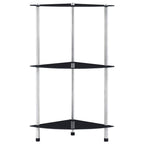 Estantería 3 niveles cristal templado negro 30x30x67 cm