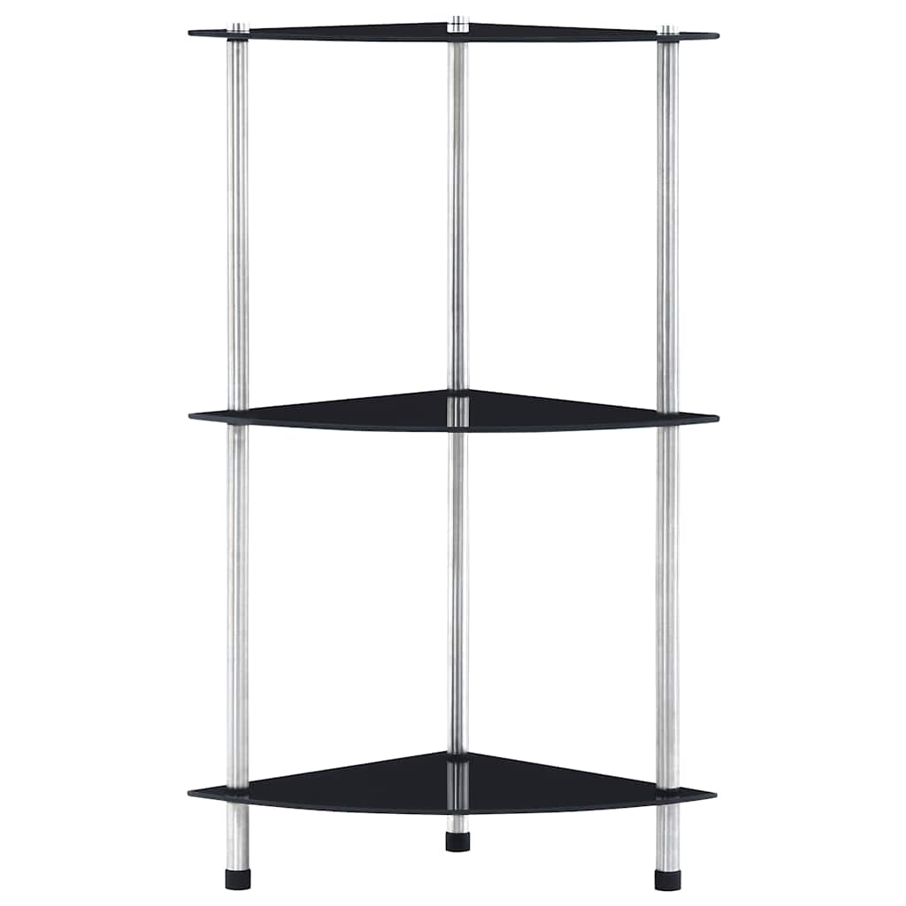 Estantería 3 niveles cristal templado negro 30x30x67 cm