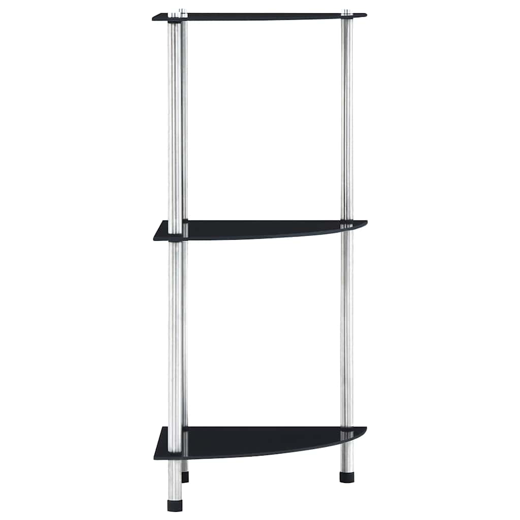 Estantería 3 niveles cristal templado negro 30x30x67 cm