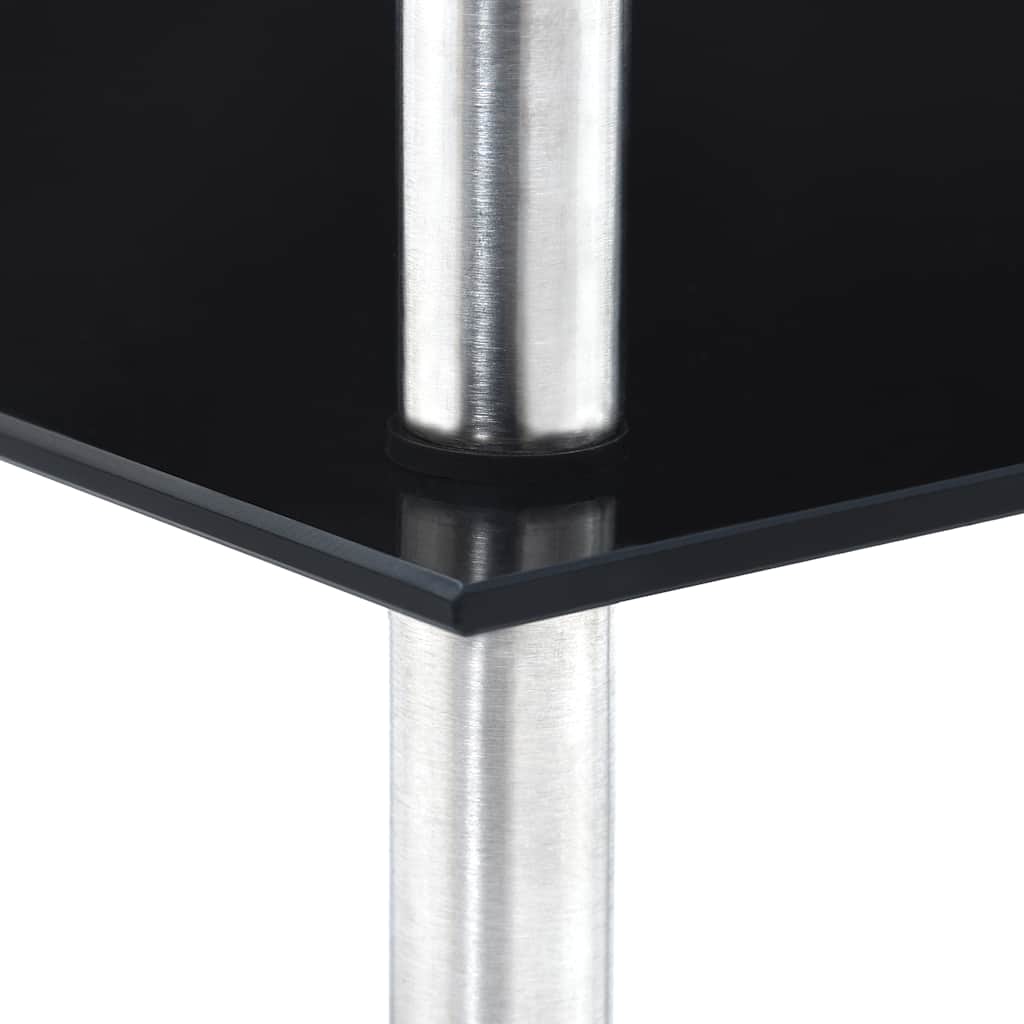 Estantería 3 niveles cristal templado negro 30x30x67 cm