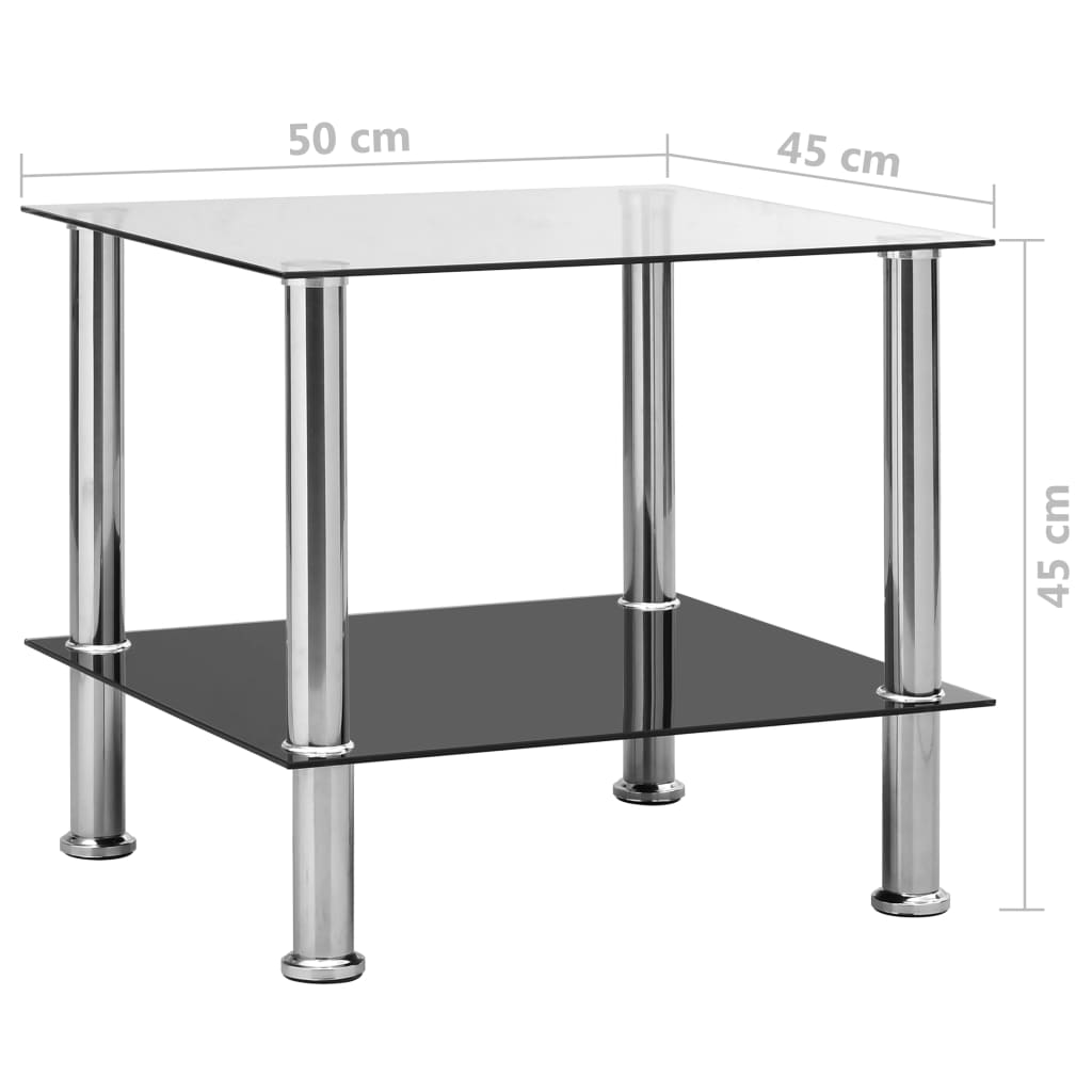 Mesa auxiliar de vidrio templado transparente 45x50x45 cm