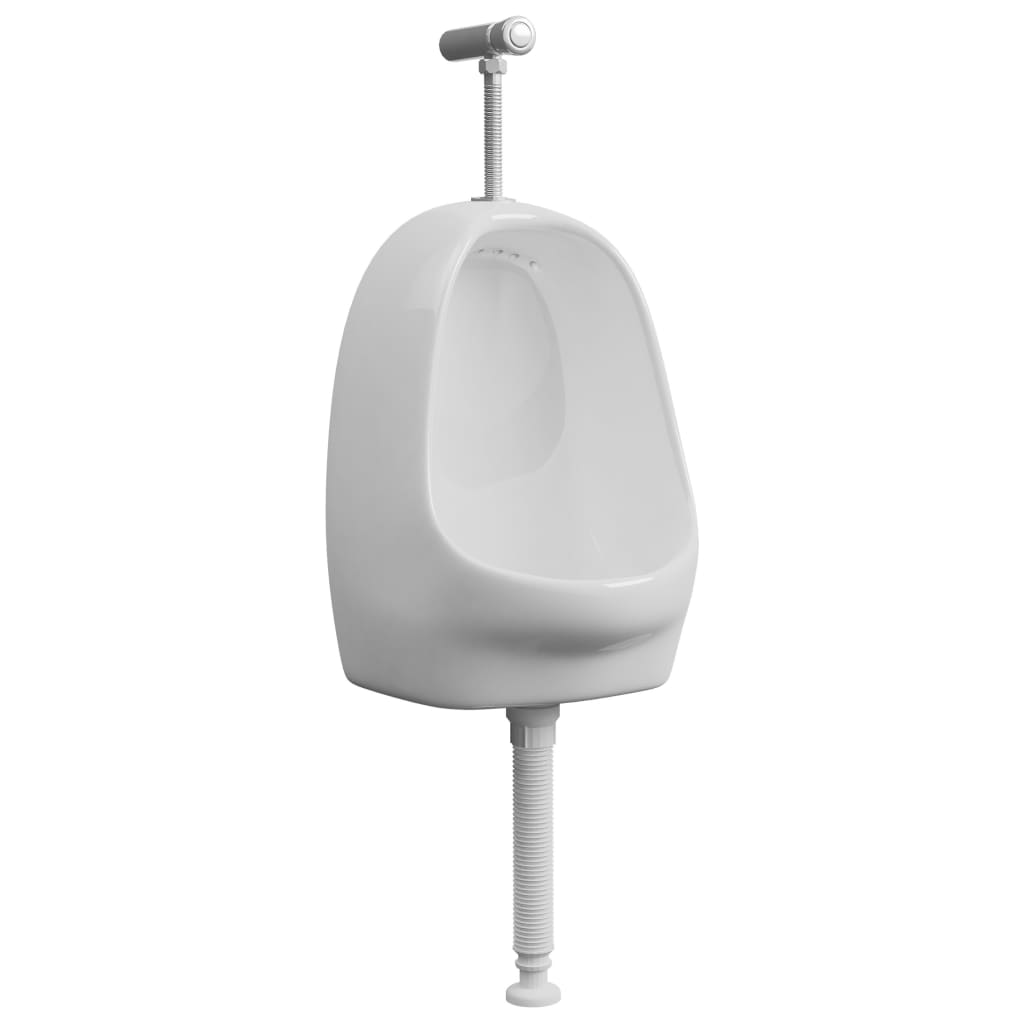 Urinario de pared con válvula de descarga cerámica blanco