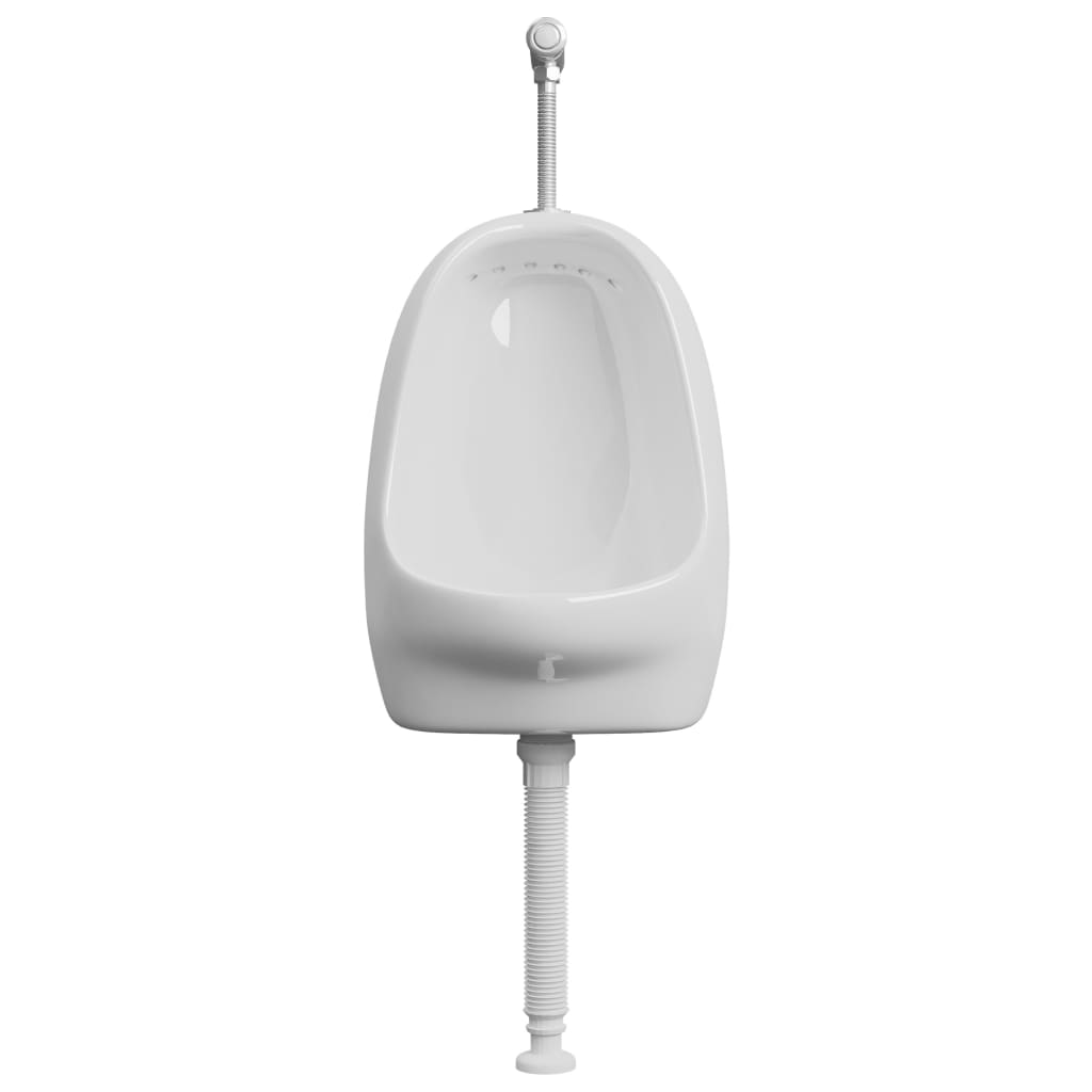 Urinario de pared con válvula de descarga cerámica blanco