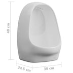 Urinario de pared con válvula de descarga cerámica blanco