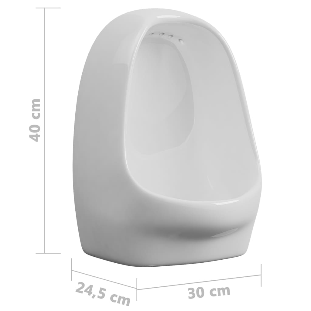 Urinario de pared con válvula de descarga cerámica blanco