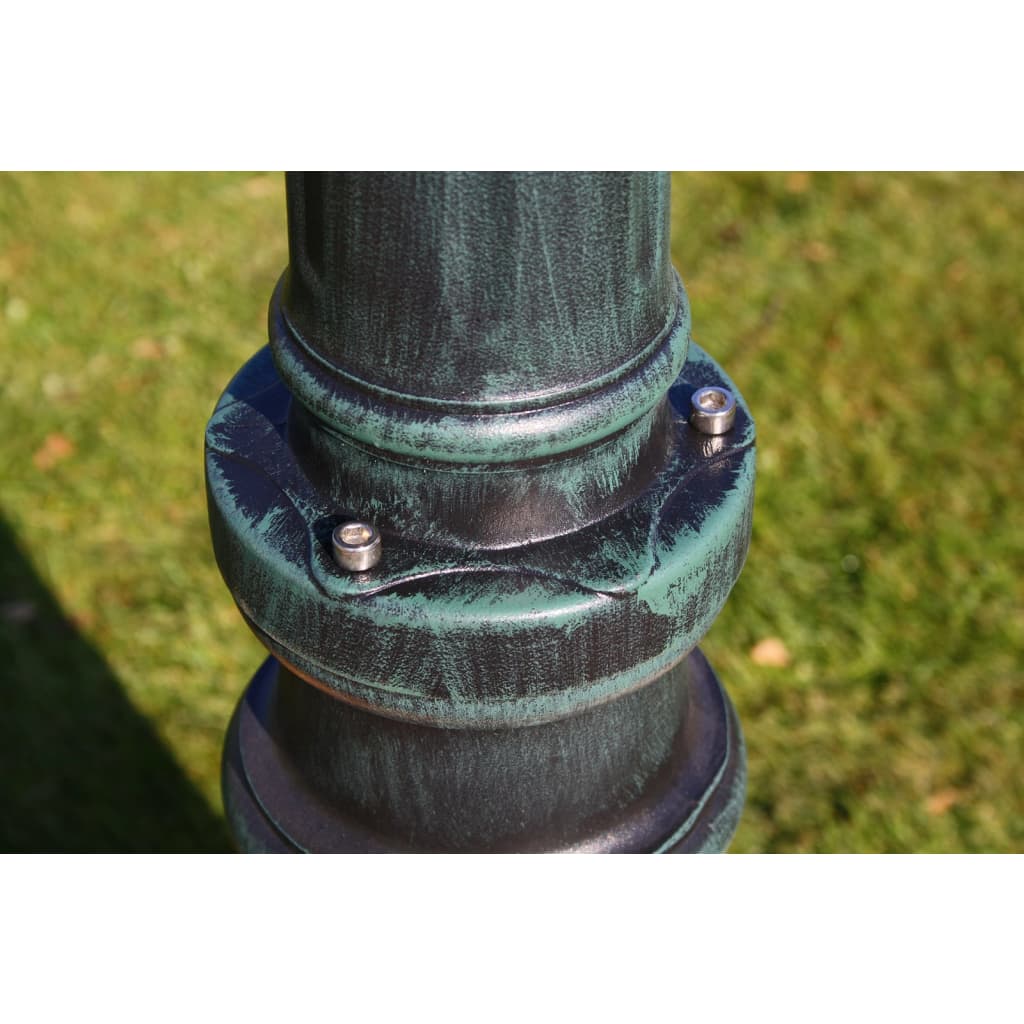 Farola de jardín 2 brazos 215 cm verde oscuro/negro aluminio