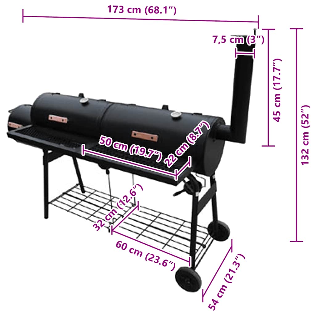 Barbacoa ahumadora Nevada XL negra