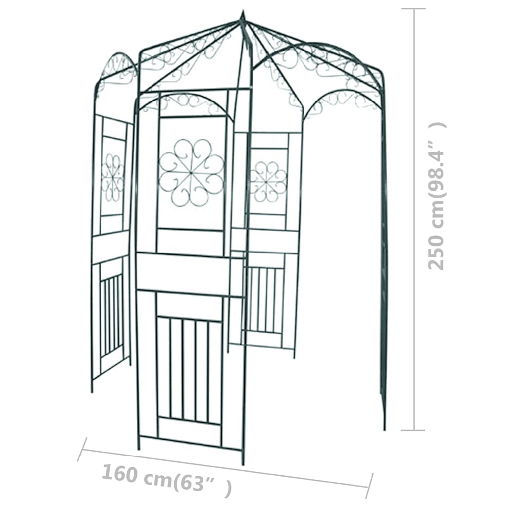 Arco de jardín 250 cm verde oscuro