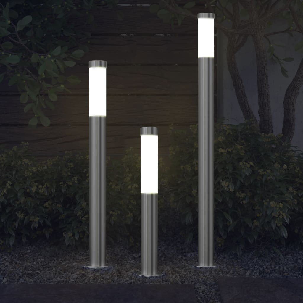 Juego de lámparas de jardín 3 pzas acero inoxidable impermeable