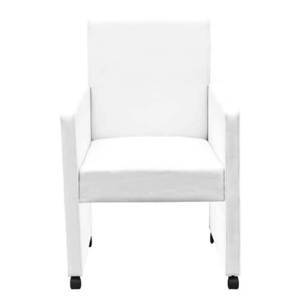Sillas de comedor 2 unidades cuero sintético blanco