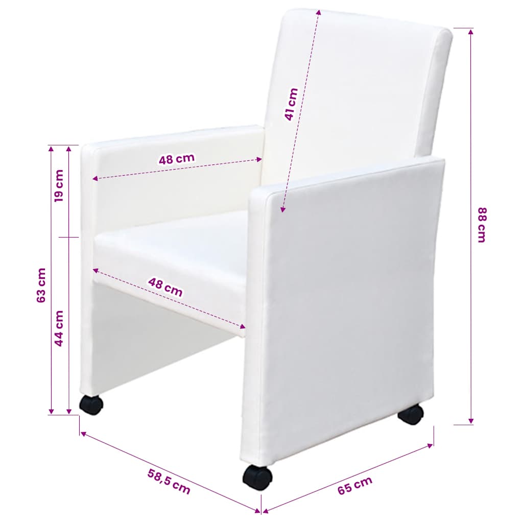 Sillas de comedor 2 unidades cuero sintético blanco