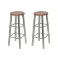 Taburetes de cocina 2 unidades de acero con asiento MDF