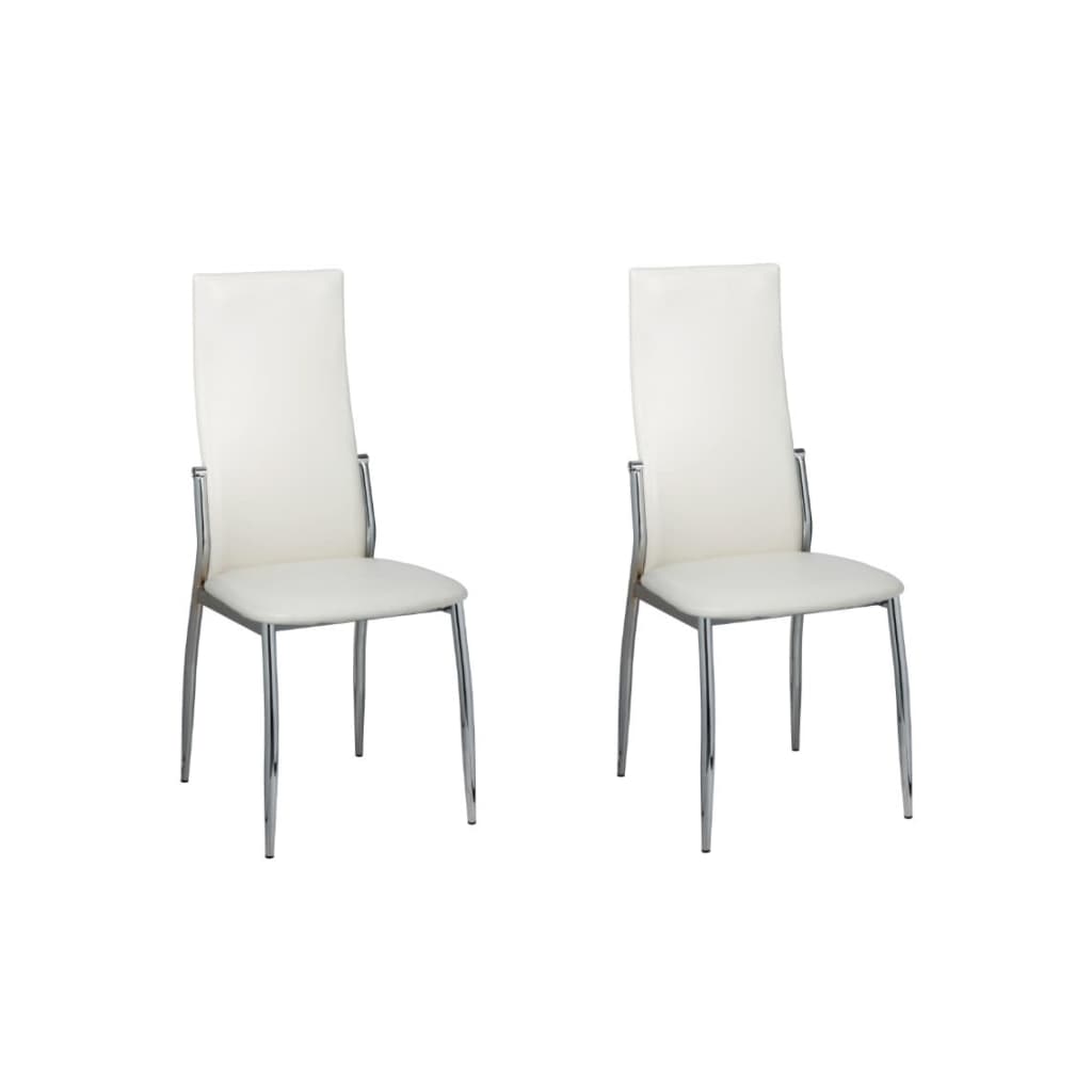 Sillas de comedor 2 unidades cuero sintético blanco