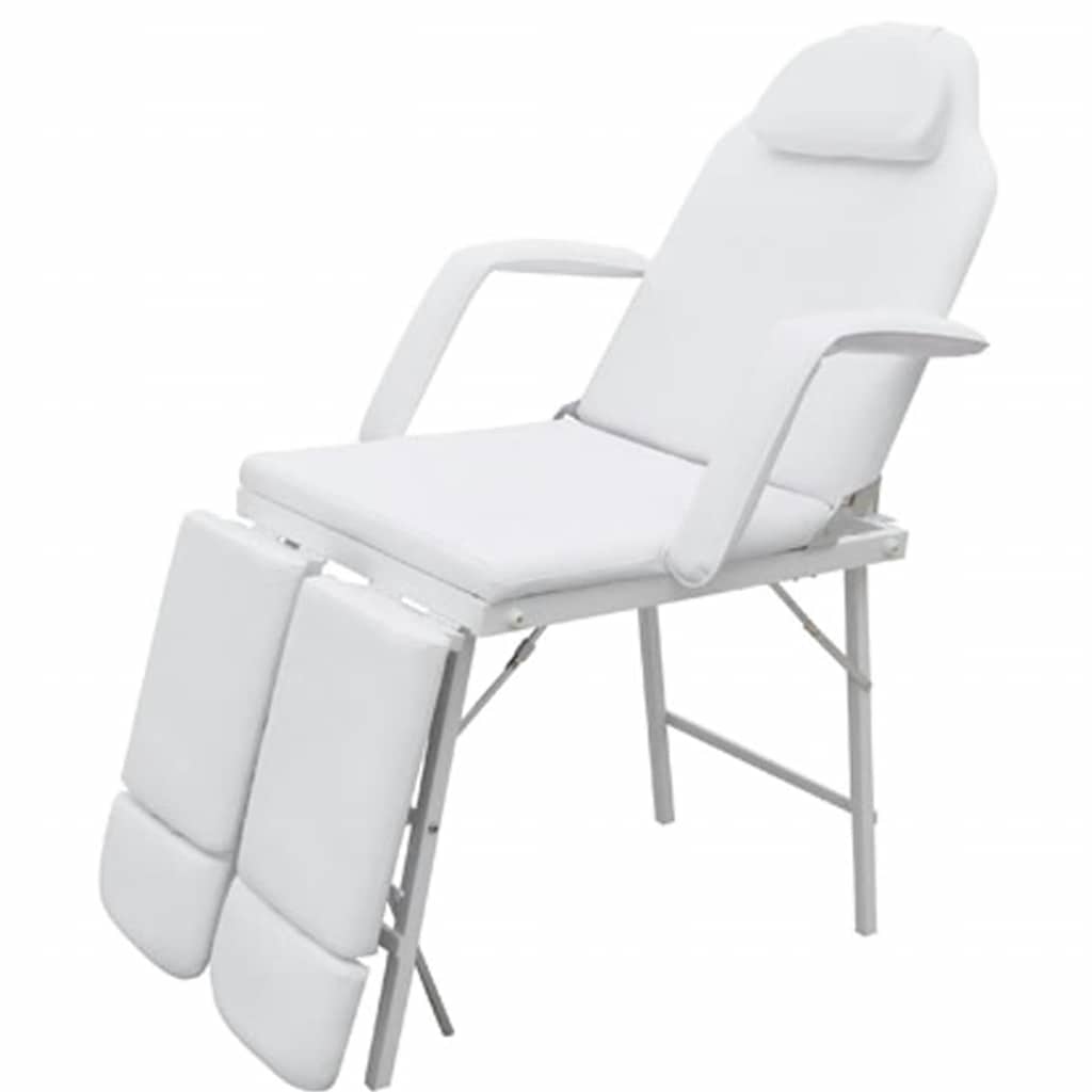 Camilla de esteticista cuero sintético blanca 185x78x76 cm