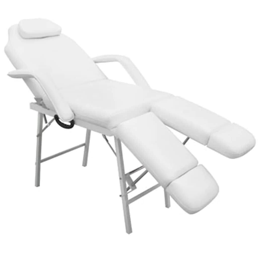 Camilla de esteticista cuero sintético blanca 185x78x76 cm