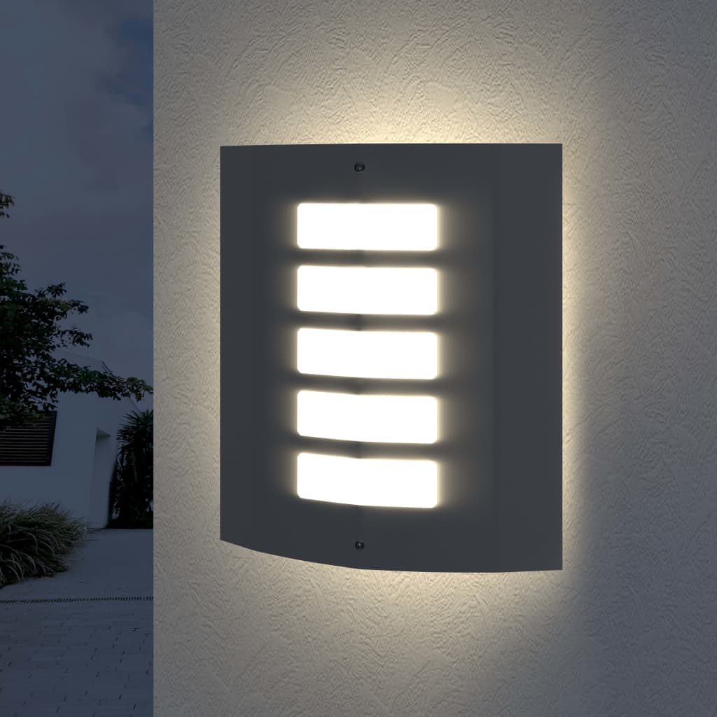 2 Apliques de exterior, lámparas de pared de acero inoxidable