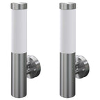 2 Apliques de exterior, lámparas de pared, acero inoxidable