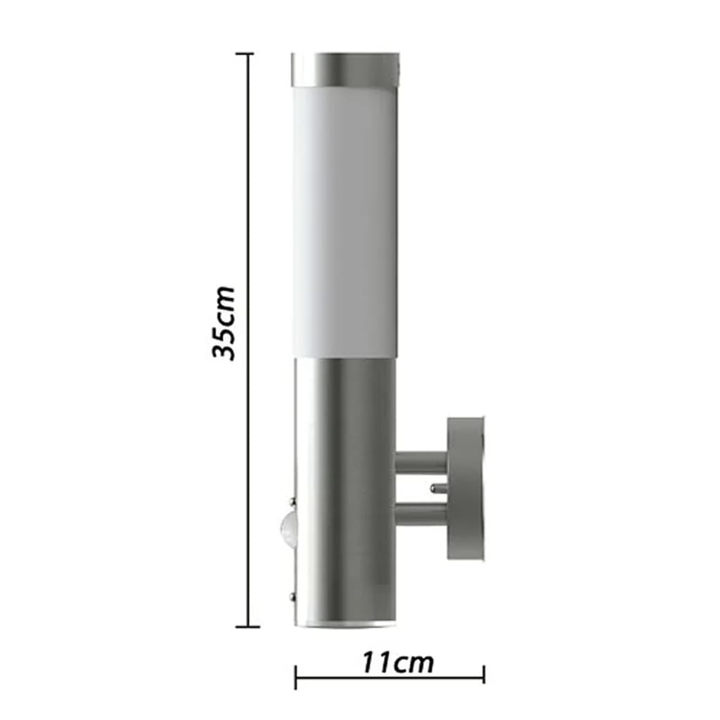 Lámparas de pared para exterior 2 uds. con detector de movimiento acero inoxidable