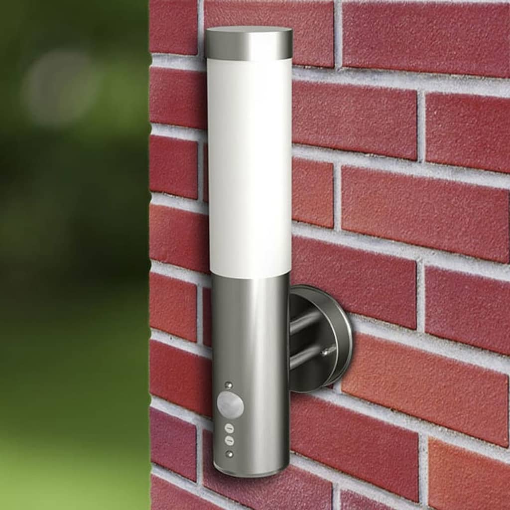 Lámparas de pared para exterior 2 uds. con detector de movimiento acero inoxidable