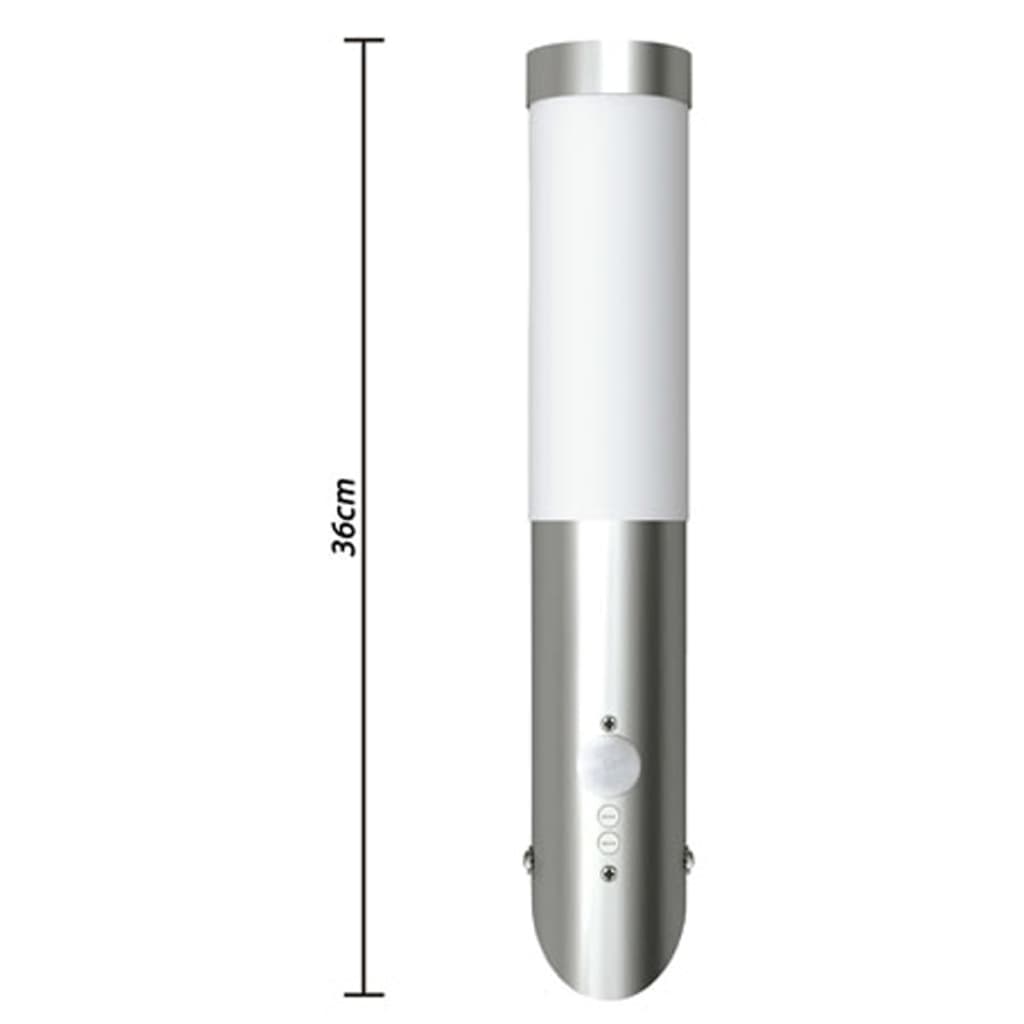 2 Apliques de exterior con detector de movimiento, acero inoxidable