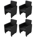 Sillas de comedor 4 unidades cuero sintético negro