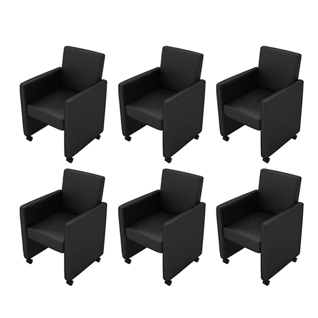 Sillas de comedor 6 unidades cuero sintético negro