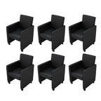 Sillas de comedor 6 unidades cuero sintético negro
