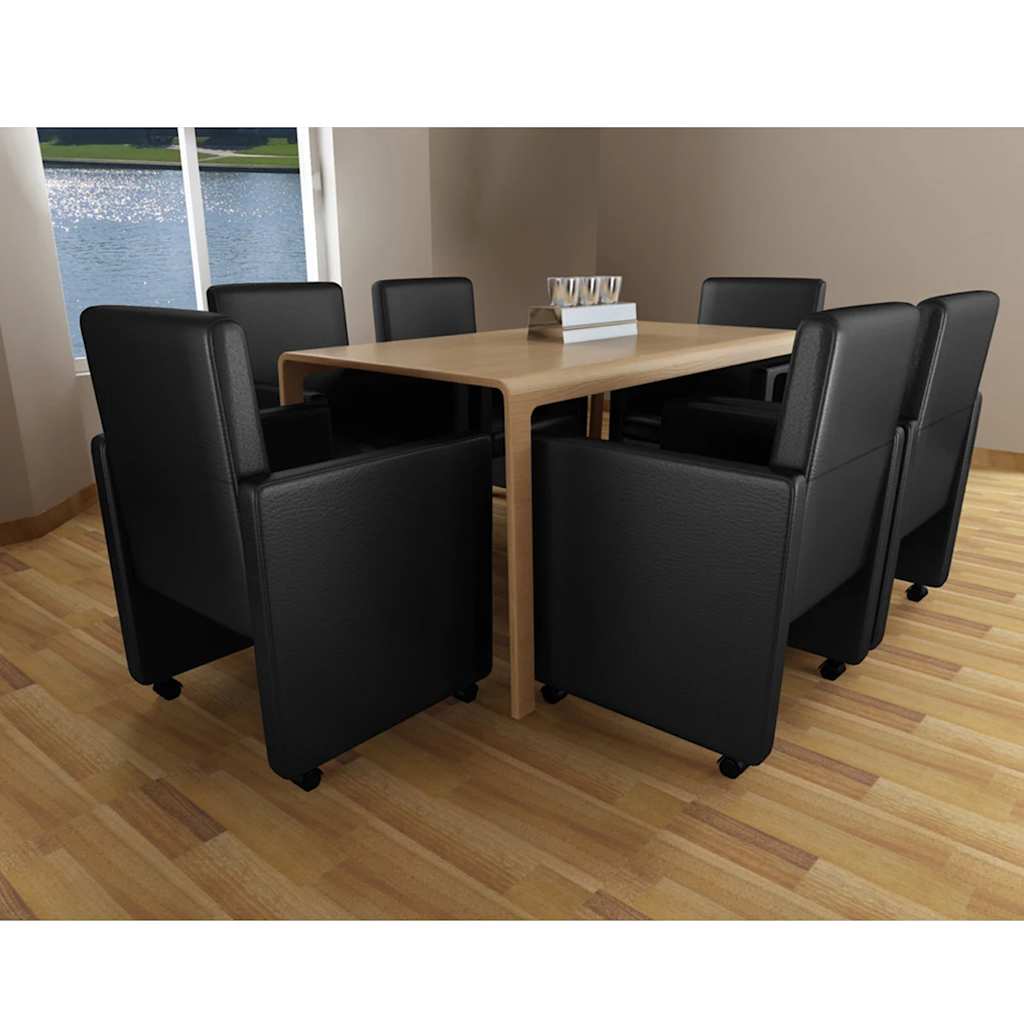Sillas de comedor 6 unidades cuero sintético negro