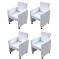 Sillas de comedor 4 unidades cuero sintético blanco
