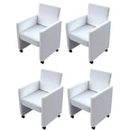 Sillas de comedor 4 unidades cuero sintético blanco
