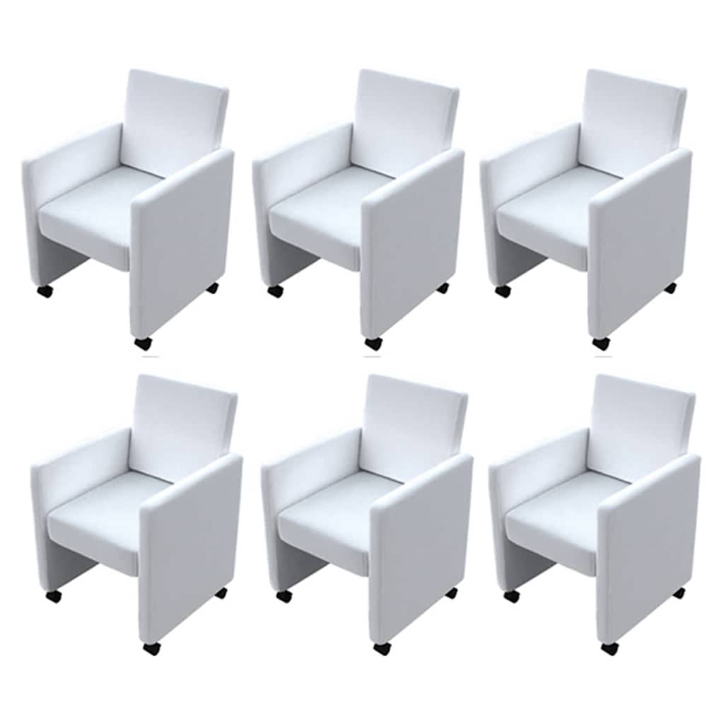 Sillas de comedor 6 uds cuero sintético blanco