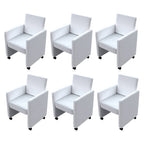 Sillas de comedor 6 uds cuero sintético blanco