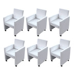 Sillas de comedor 6 uds cuero sintético blanco