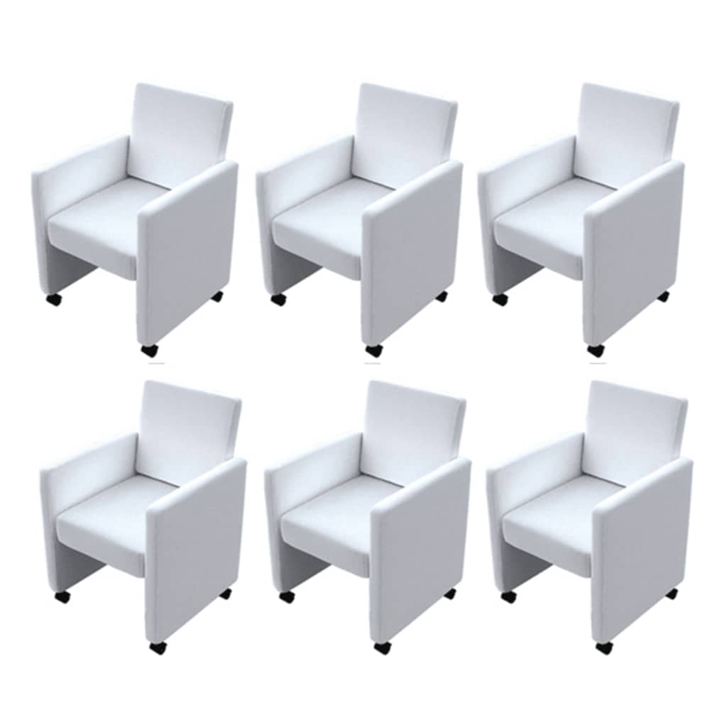 Sillas de comedor 6 uds cuero sintético blanco