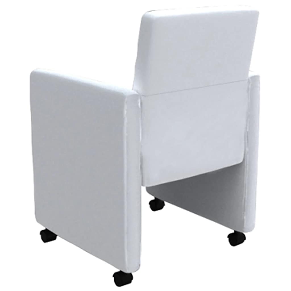 Sillas de comedor 6 uds cuero sintético blanco