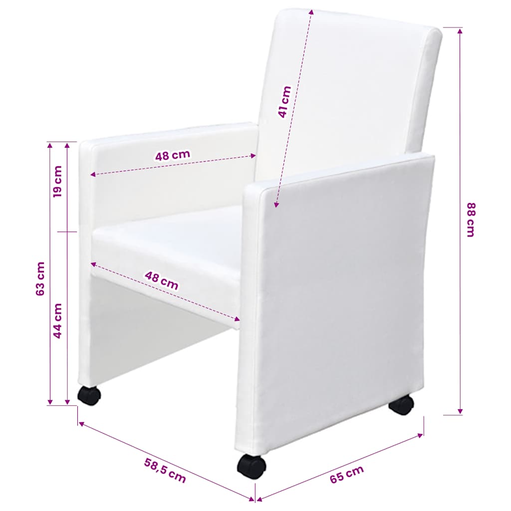 Sillas de comedor 6 uds cuero sintético blanco