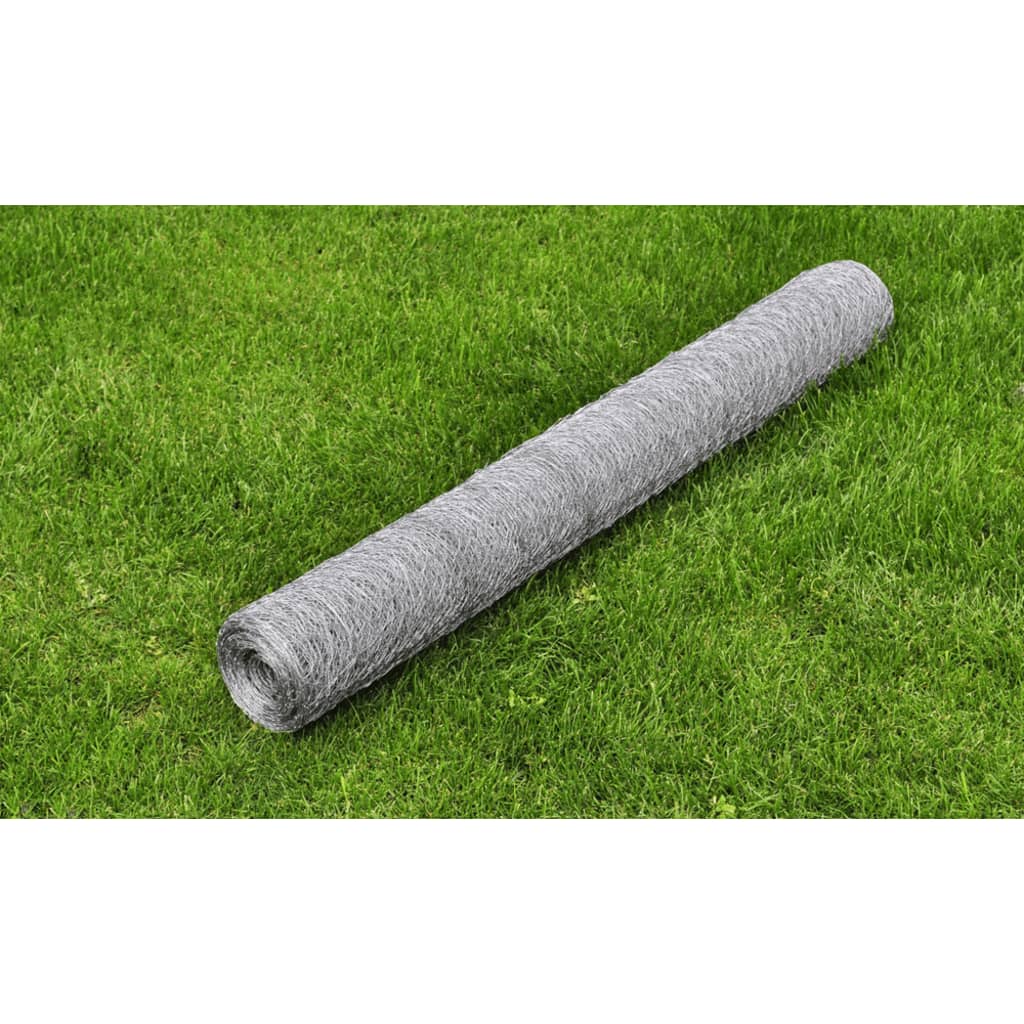 Malla de alambre cuadrada acero galvanizado plateado 1x25 m
