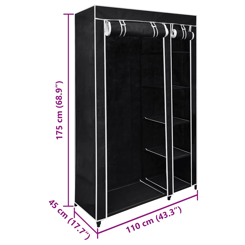 Armario plegable 110x45x175 cm negro